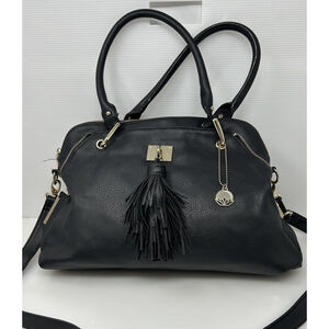 Steve Madden Big Buddha Handbag/Purse Zipper Six Pockets Logo Lining Tassel